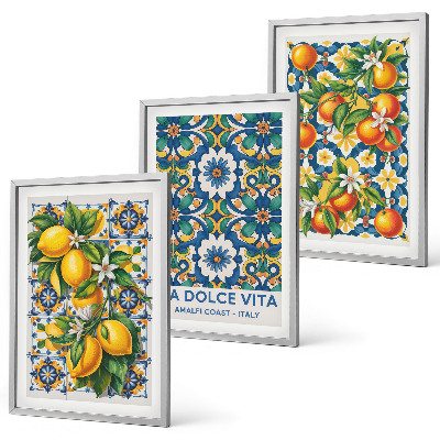 Tavelpaket med ramar Citrus färgglada abstrakter