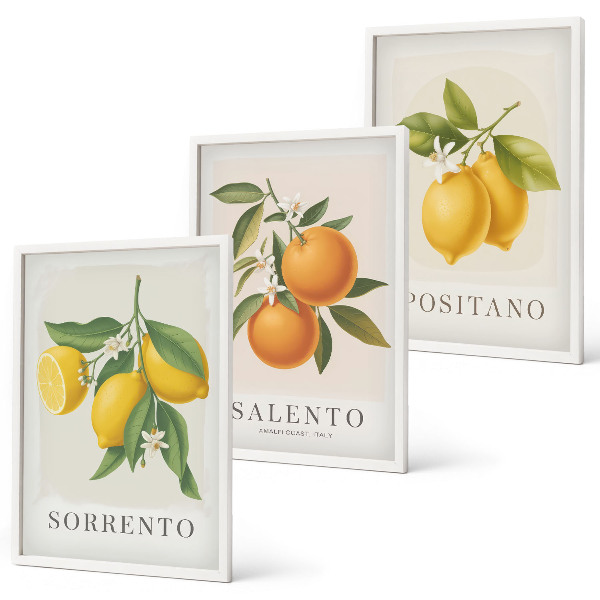 Tavelpaket med ramar Amalfi citroner och apelsiner