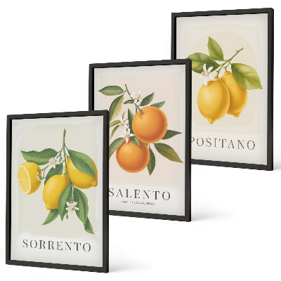 Tavelpaket med ramar Amalfi citroner och apelsiner