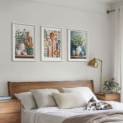 Set om 3 tavlor Växtbaserade kökstillbehör