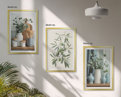 Tavelpaket med ramar Gröna oliver eukalyptus