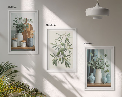 Tavelpaket med ramar Gröna oliver eukalyptus