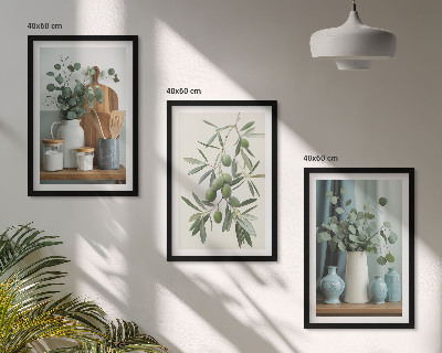 Tavelpaket med ramar Gröna oliver eukalyptus