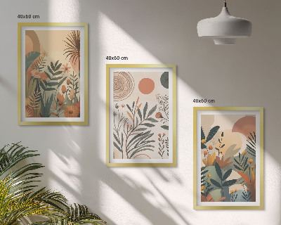 Tavelpaket med ramar Växtmotiv i dämpade färger