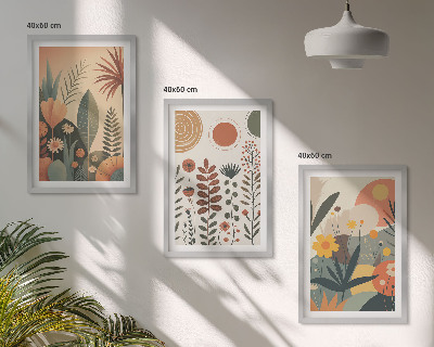Tavelset ovanför soffa Boho växtmönster natur