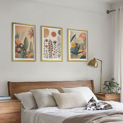 Tavelset ovanför soffa Boho växtmönster natur