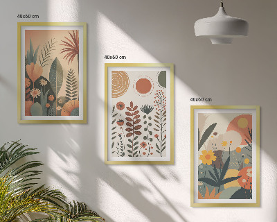 Tavelset ovanför soffa Boho växtmönster natur