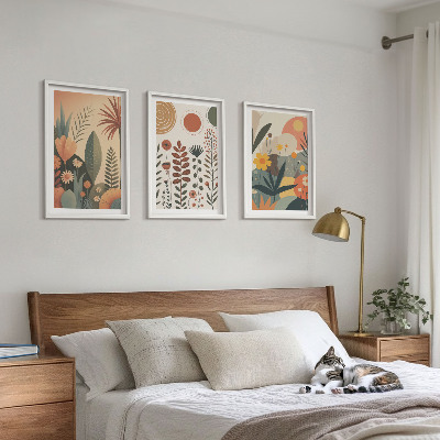 Tavelset ovanför soffa Boho växtmönster natur