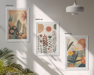 Tavelset ovanför soffa Boho växtmönster natur