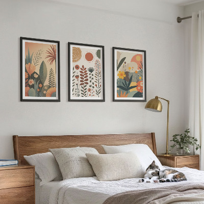 Tavelset ovanför soffa Boho växtmönster natur