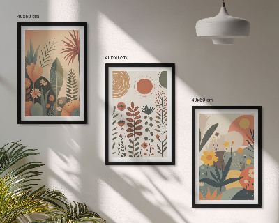 Tavelset ovanför soffa Boho växtmönster natur