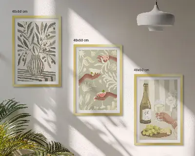 Rustika cocktails med olivblommor set om 3 tavlor