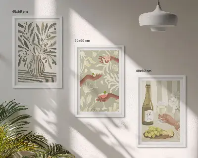 Rustika cocktails med olivblommor set om 3 tavlor