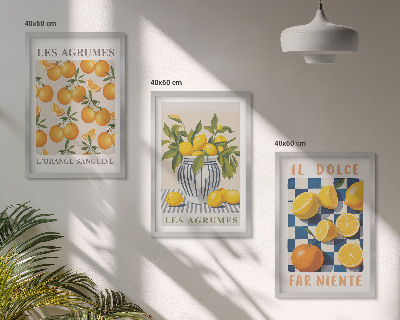 Tavelset ovanför soffa Retro gula citrusfrukter