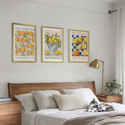 Tavelset ovanför soffa Retro gula citrusfrukter
