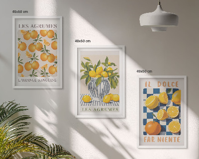 Tavelset ovanför soffa Retro gula citrusfrukter