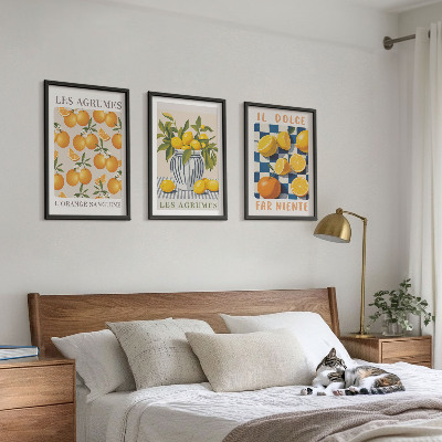 Tavelset ovanför soffa Retro gula citrusfrukter