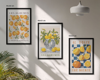 Tavelset ovanför soffa Retro gula citrusfrukter