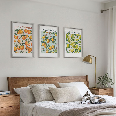Tavelpaket med ramar Fruktiga citruspastellmönster