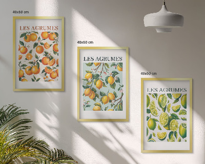 Tavelpaket med ramar Fruktiga citruspastellmönster
