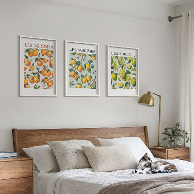 Tavelpaket med ramar Fruktiga citruspastellmönster