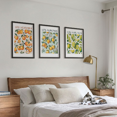 Tavelpaket med ramar Fruktiga citruspastellmönster