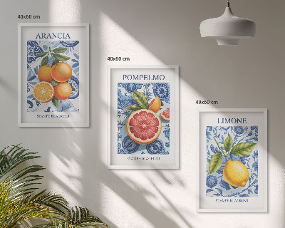 Tavelset ovanför soffa Citrusfrukter Vintage Illustrationer