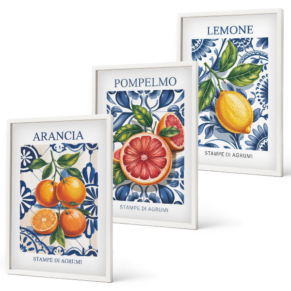 Tavelpaket med ramar Italienska citrusmodeposters