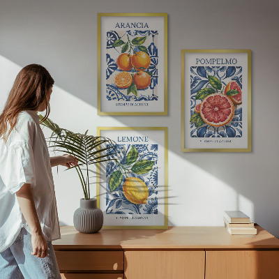 Tavelpaket med ramar Italienska citrusmodeposters