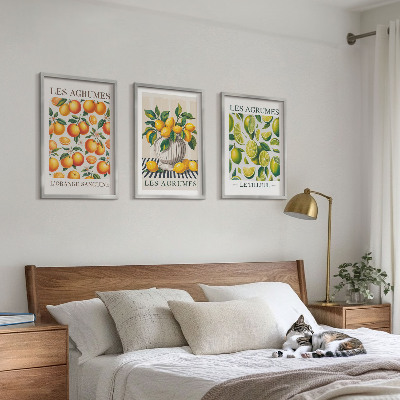 Tavelset ovanför soffa Citrusfrukter i färgglada versioner