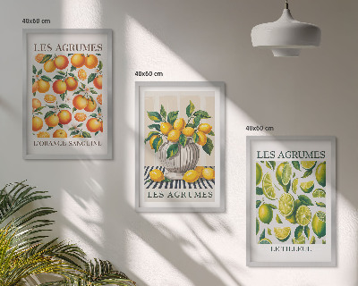 Tavelset ovanför soffa Citrusfrukter i färgglada versioner