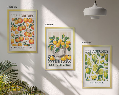 Tavelset ovanför soffa Citrusfrukter i färgglada versioner