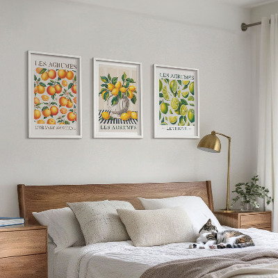 Tavelset ovanför soffa Citrusfrukter i färgglada versioner