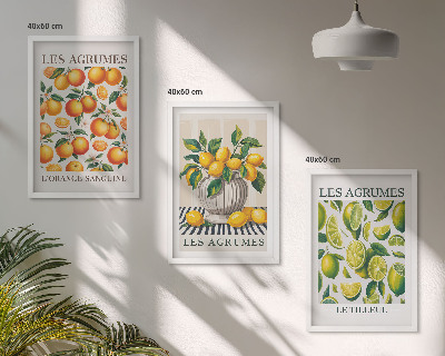 Tavelset ovanför soffa Citrusfrukter i färgglada versioner