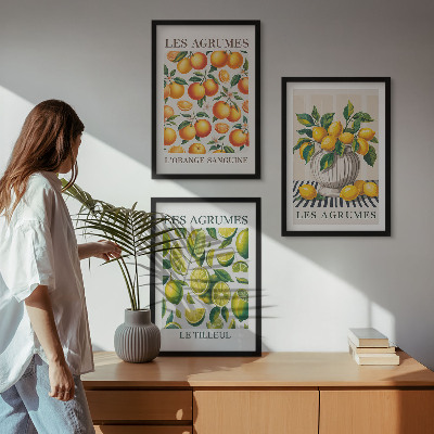 Tavelset ovanför soffa Citrusfrukter i färgglada versioner