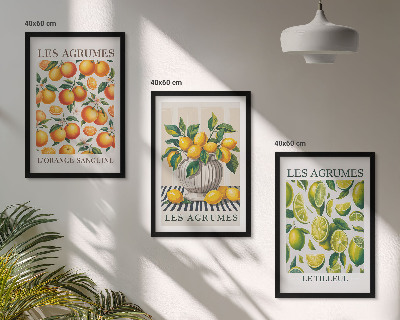 Tavelset ovanför soffa Citrusfrukter i färgglada versioner