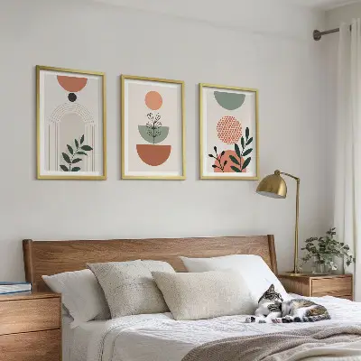 Moderna växtmotiv tavelset med ramar