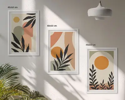Abstrakta växtformer set om 3 tavlor