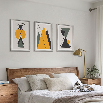 Tavelset ovanför soffa Abstrakta geometriska former