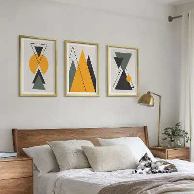Abstrakta geometriska former tavelset för vägg ovanför soffa