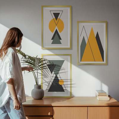 Tavelset ovanför soffa Abstrakta geometriska former