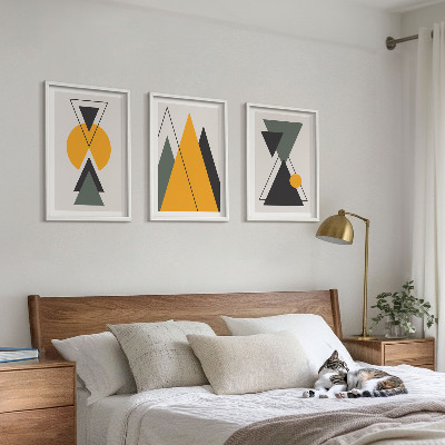 Tavelset ovanför soffa Abstrakta geometriska former