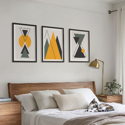 Tavelset ovanför soffa Abstrakta geometriska former