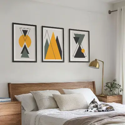 Abstrakta geometriska former tavelset för vägg ovanför soffa