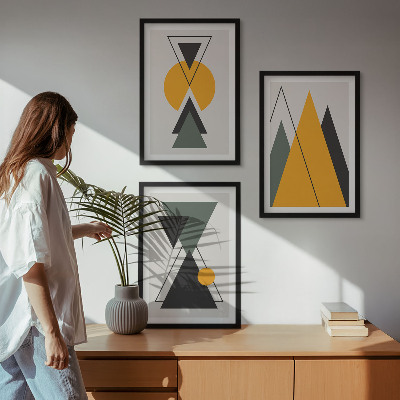 Tavelset ovanför soffa Abstrakta geometriska former