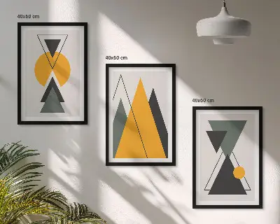 Abstrakta geometriska former tavelset för vägg ovanför soffa