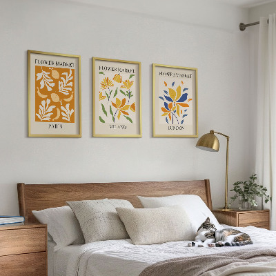 Tavelpaket med ramar Blommiga posters Paris Milano London