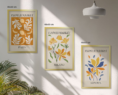 Tavelpaket med ramar Blommiga posters Paris Milano London