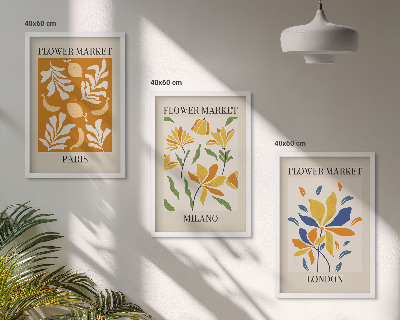 Tavelpaket med ramar Blommiga posters Paris Milano London