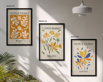 Tavelpaket med ramar Blommiga posters Paris Milano London